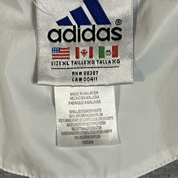 Vintage ADIDAS Pullover Men Anorak Jacket Windbreaker Navy Hood XL Stripes Lined - Picture 4 of 11